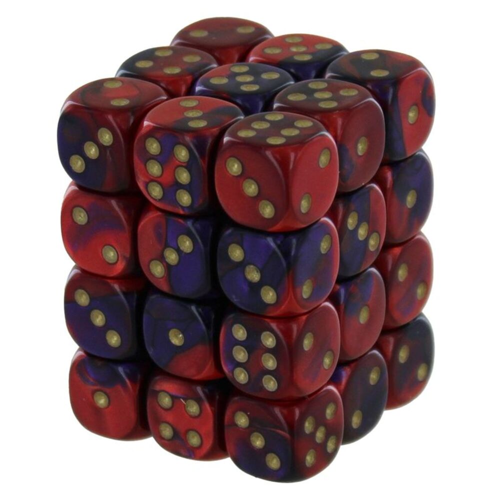 Chessex Gemini Purple-Red/Gold 12mm Dice Block (36)